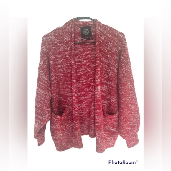 Urban Outfitters Sweaters - Urban Outfitters Red Marled Open Cardigan XS Cozy Knit Sweater